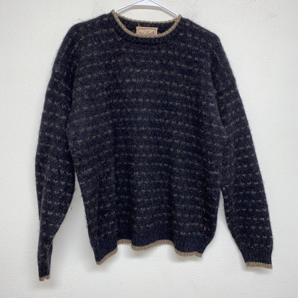 VTG 90s Woolrich Mens Sz XL Heavy Wool Blend Nottingham Tweed Sweater Crewneck